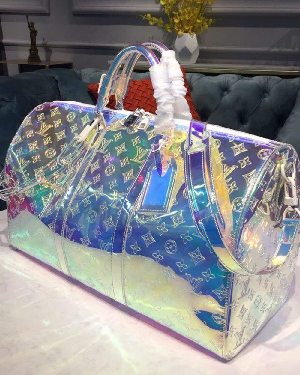 1:1 Replica Louis Vuitton LV Keepall Bandouliere 50 Monogram PVC Iridescent Prism By Virgil Abloh Unique Bag For Men M53271 - 19.7in/50cm