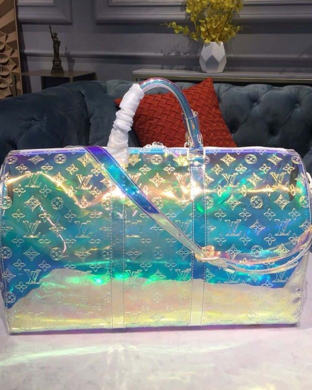 1:1 Replica Louis Vuitton LV Keepall Bandouliere 50 Monogram PVC Iridescent Prism By Virgil Abloh Unique Bag For Men M53271 - 19.7in/50cm
