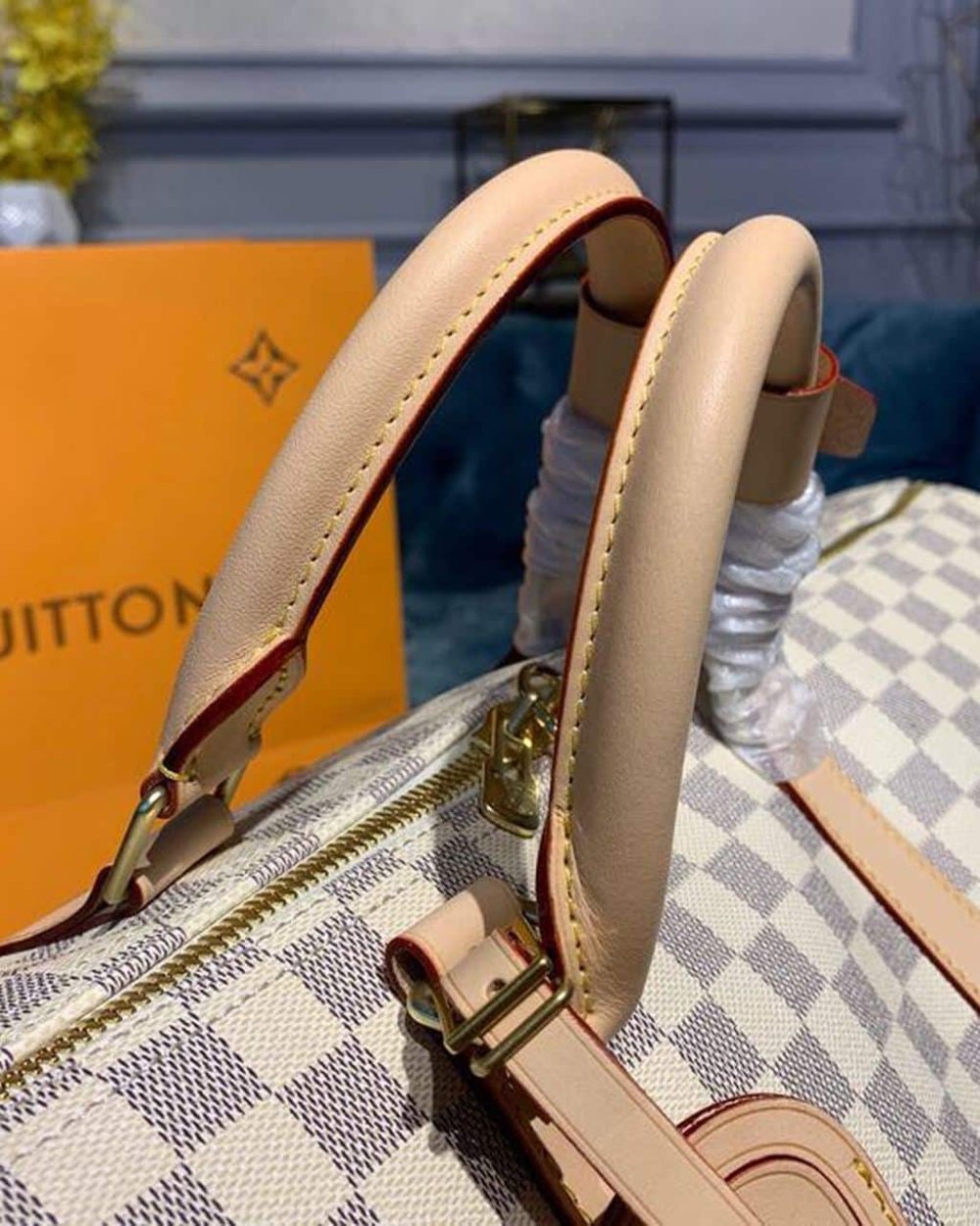 1:1 Replica Louis Vuitton LV Keepall Bandouliere 55 Damier Azur Canvas Luxury Bag For Women N41429 - 21.7in/55cm