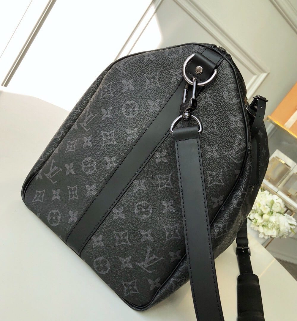 1:1 Replica Louis Vuitton LV Keepall Bandouliere 55 Monogram Eclipse Canvas Unique Bag For Men M40605 - 21.7in/55cm