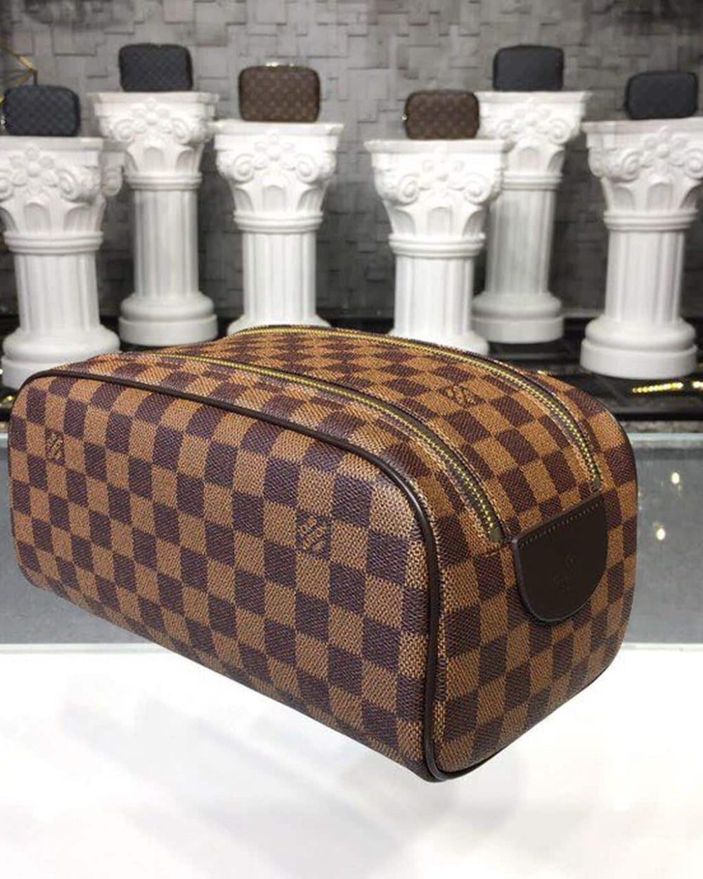 1:1 Replica Louis Vuitton LV King Size Toiletry Damier Ebene Canvas Luxury Bag For Women N47527 - 11in/28cm