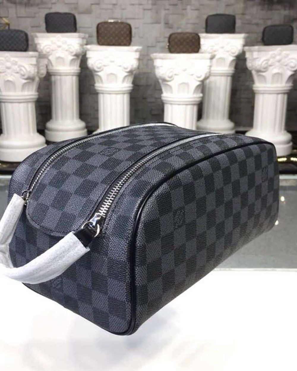 1:1 Replica Louis Vuitton LV King Size Toiletry Damier Graphite Canvas Luxury Bag For Women - 11in/28cm