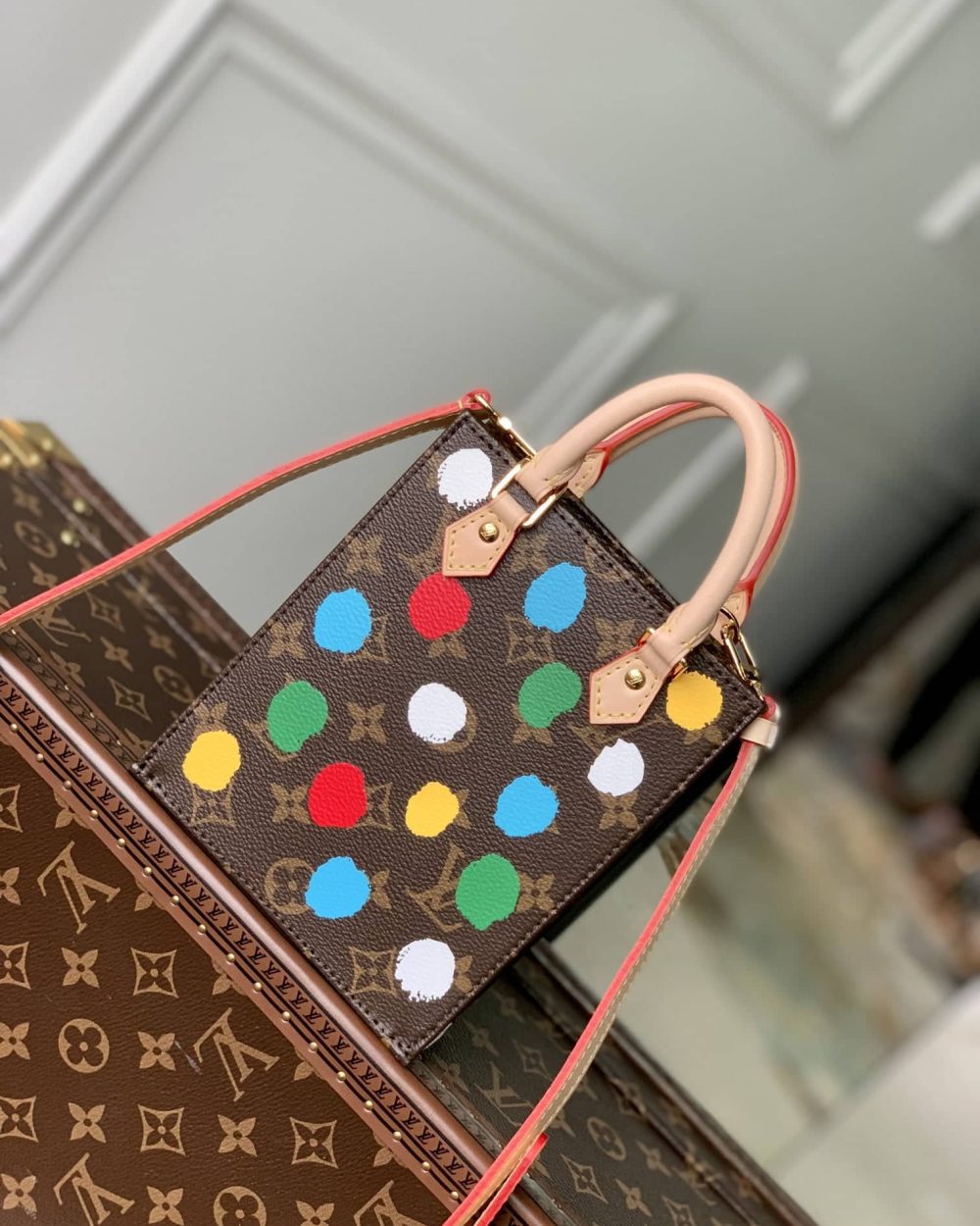 1:1 Replica Louis Vuitton LV LV x YK Petit Sac Plat Tote Brown Gorgeous Bag For Women M81867 - 6.7in/ 17cm
