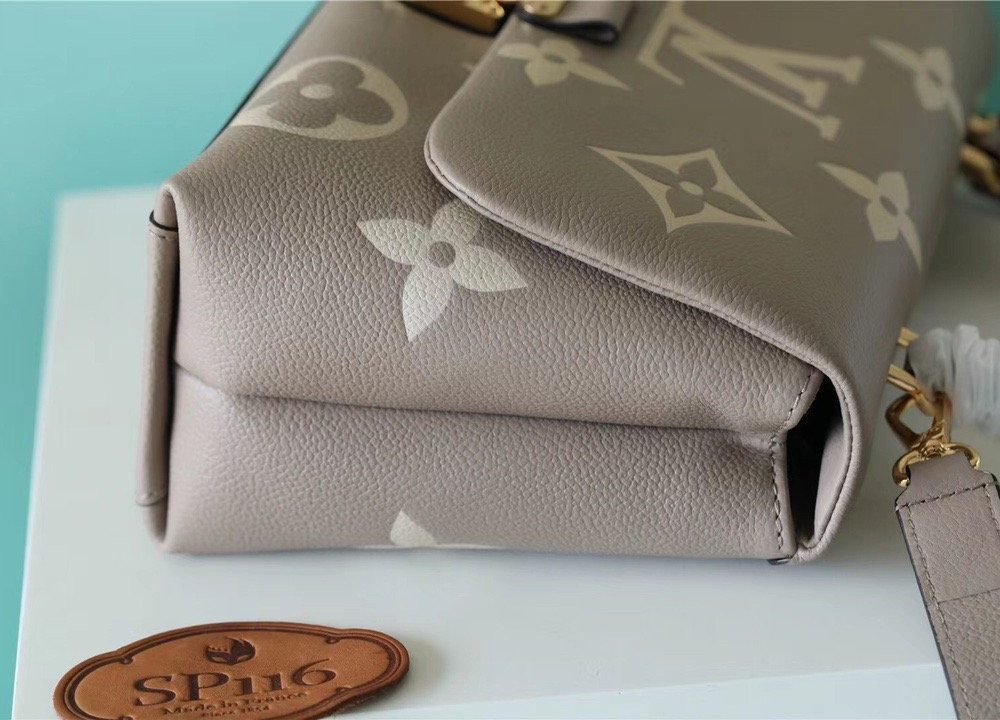 1:1 Replica Louis Vuitton LV Madeleine MM Monogram Empreinte Dove Gray/ Creme Beige Luxury Bag For Women M46041 - 11.8in/30cm