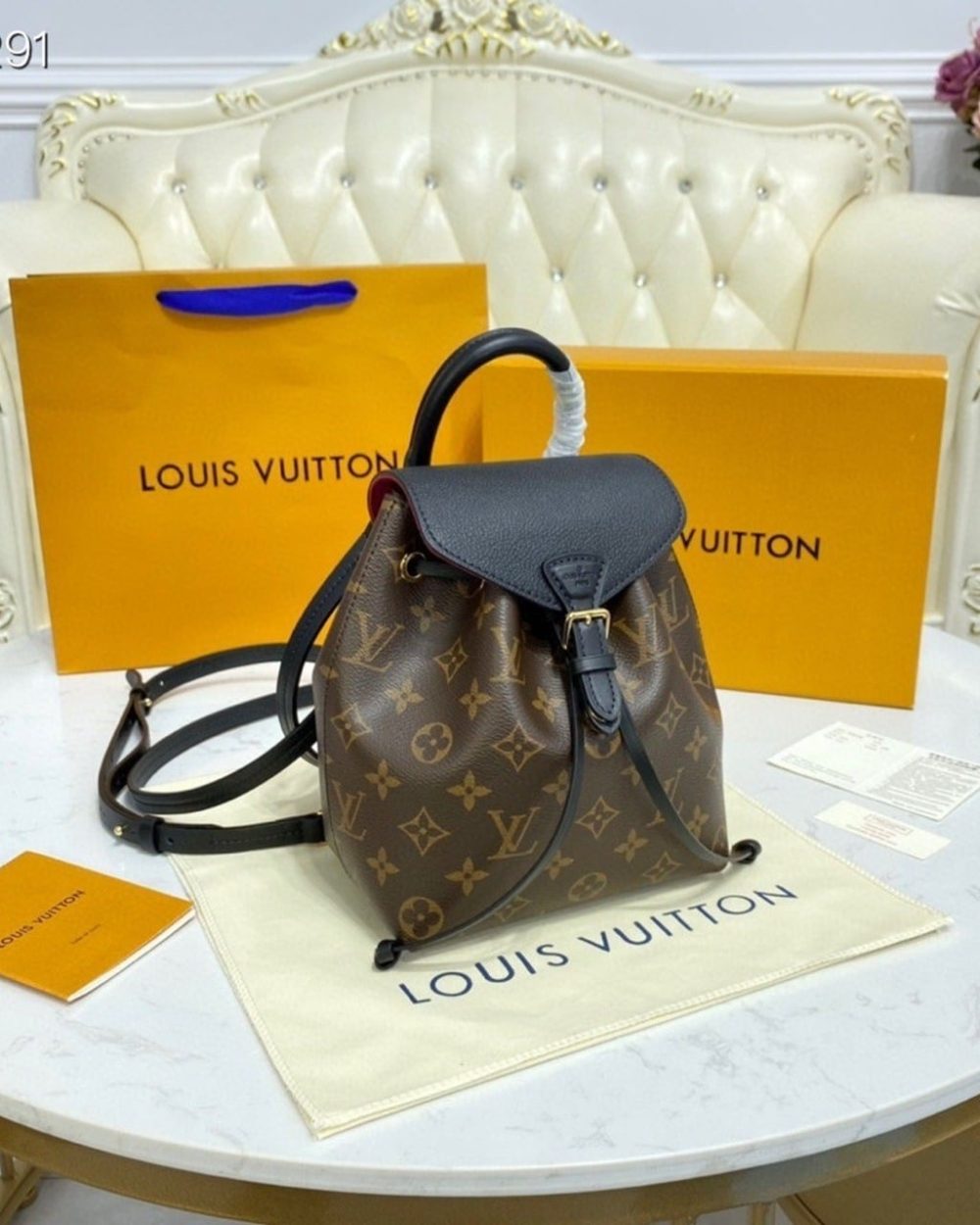 1:1 Replica Louis Vuitton LV Montsouris BB Monogram Canvas Black Luxury Bag For Women M45516 - 7.9in/20cm