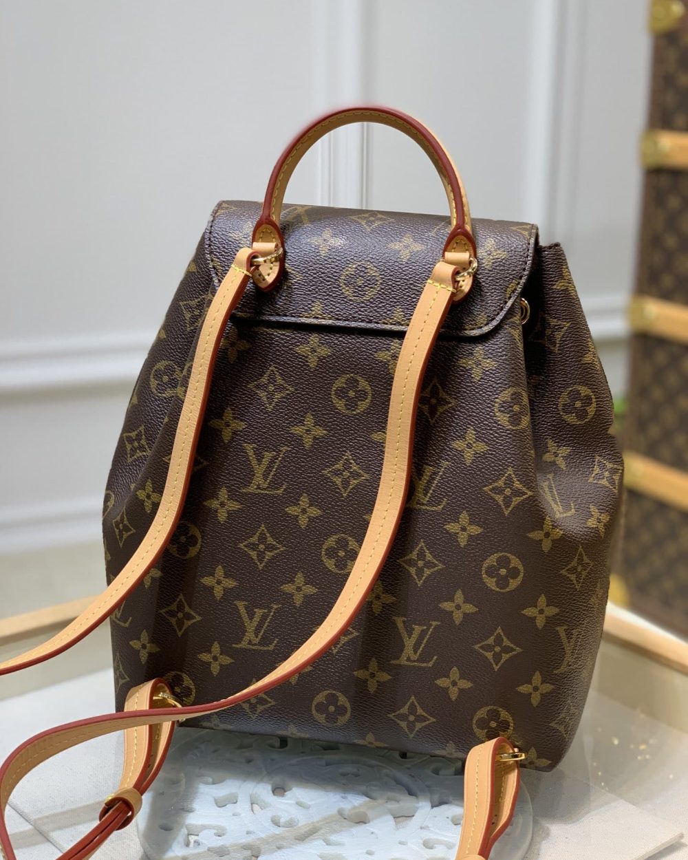 1:1 Replica Louis Vuitton LV Montsouris PM Brown Essential Backpack For Women M45501 - 13 in/ 33cm