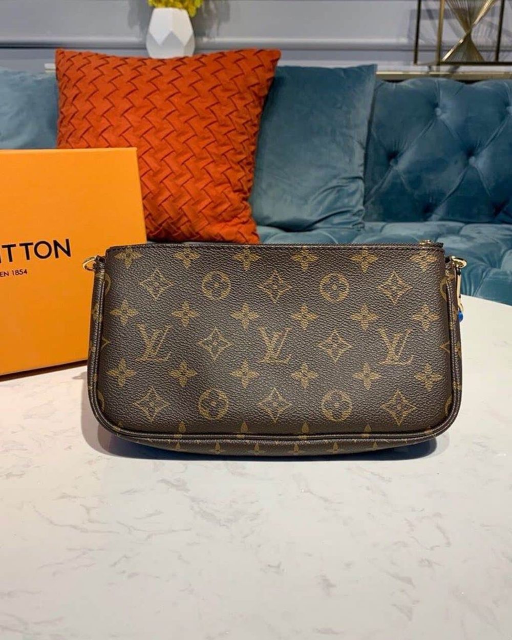 1:1 Replica Louis Vuitton LV Multi Pochette Accessoires Monogram Canvas Blue Luxury Bag For Women - 9.4in/24cm