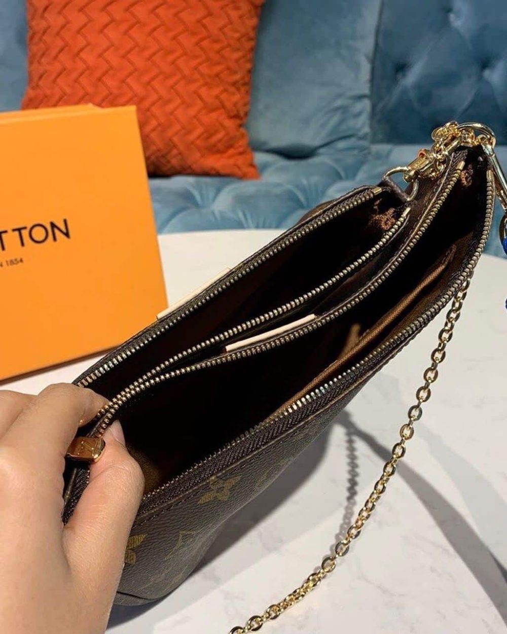 1:1 Replica Louis Vuitton LV Multi Pochette Accessoires Monogram Canvas Blue Luxury Bag For Women - 9.4in/24cm