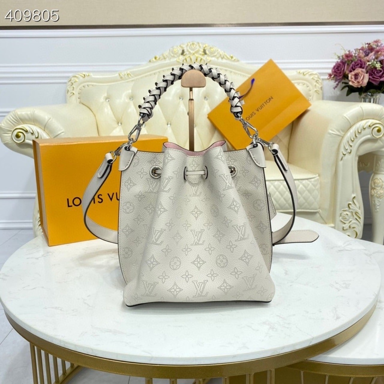 1:1 Replica Louis Vuitton LV Muria Bucket Bag Snow White Luxury Bag For Women M58483 - 9.8in/25cm - Image 5