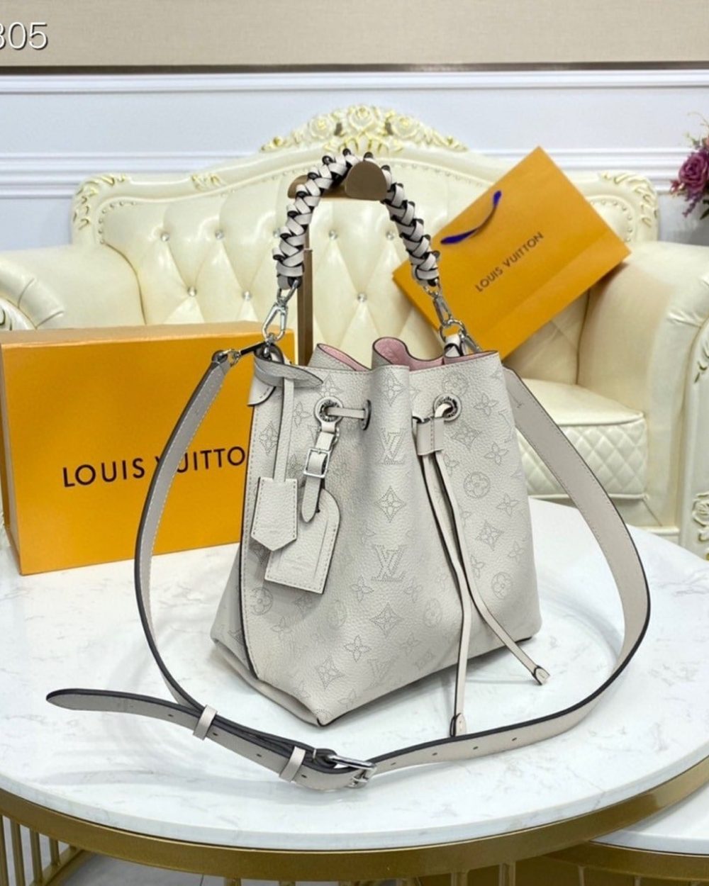 1:1 Replica Louis Vuitton LV Muria Bucket Bag Snow White Luxury Bag For Women M58483 - 9.8in/25cm