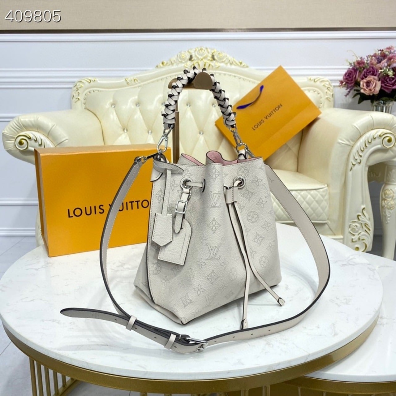 1:1 Replica Louis Vuitton LV Muria Bucket Bag Snow White Luxury Bag For Women M58483 - 9.8in/25cm - Image 4
