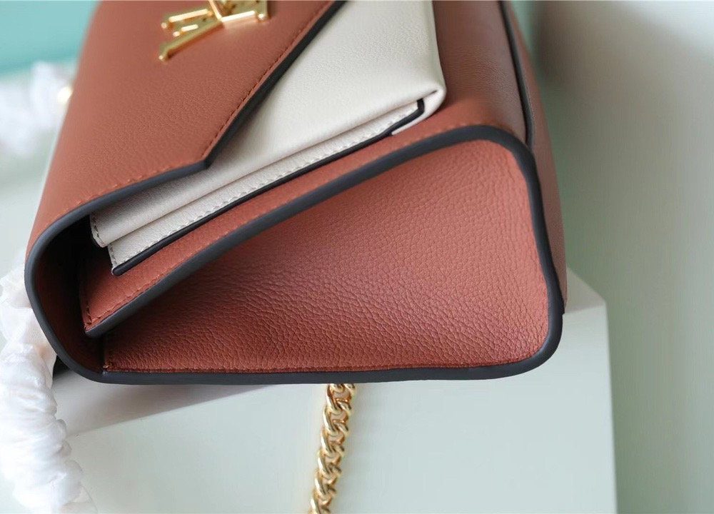 1:1 Replica Louis Vuitton LV Mylockme Chain Bag Brown/ Quartz White Luxury Bag For Women - 8.9in/22.5cm