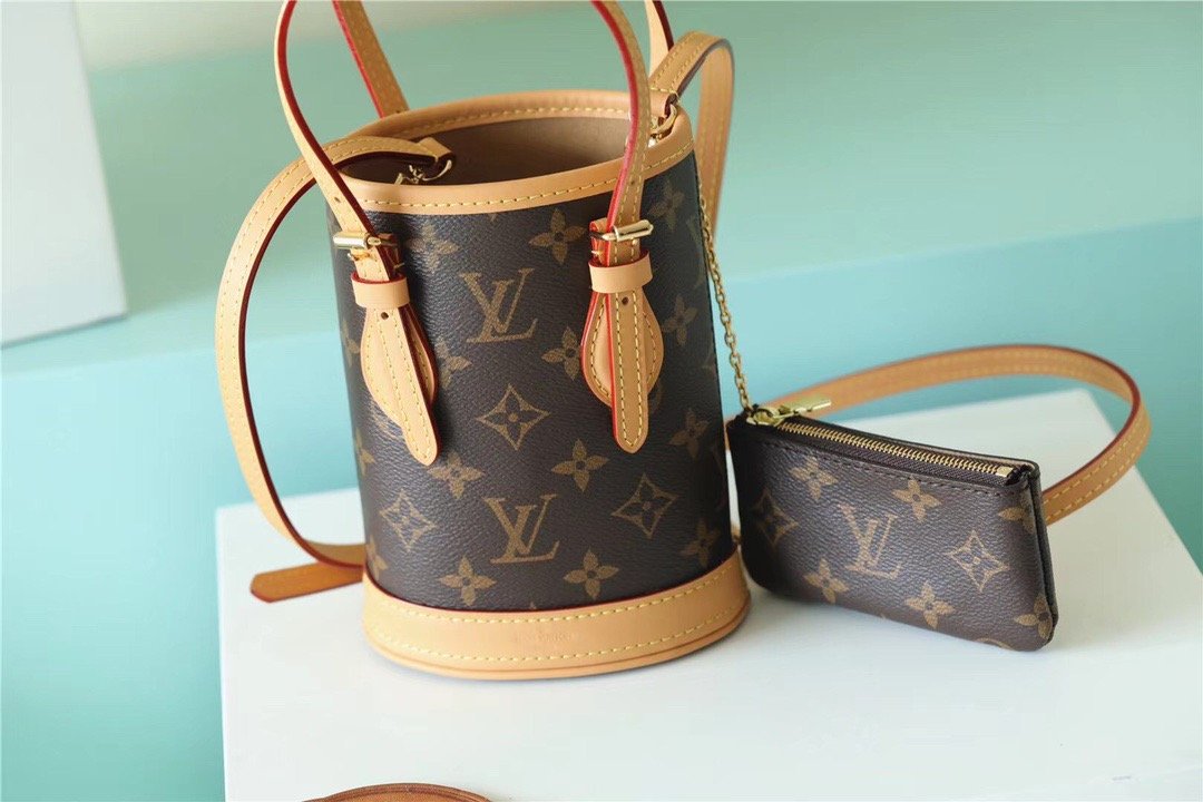 1:1 Replica Louis Vuitton LV Nano Bucket Bag Monogram Canvas Brown Luxury Bag For Women Brown - 6.7in/17cm - Image 7