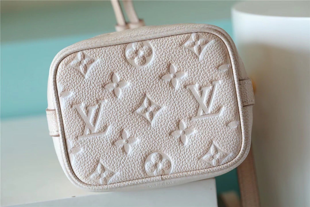 1:1 Replica Louis Vuitton LV Nano Noe Monogram Empreinte Light Beige Luxury Bag For Women M81463 - 6.3in/16cm - Image 6