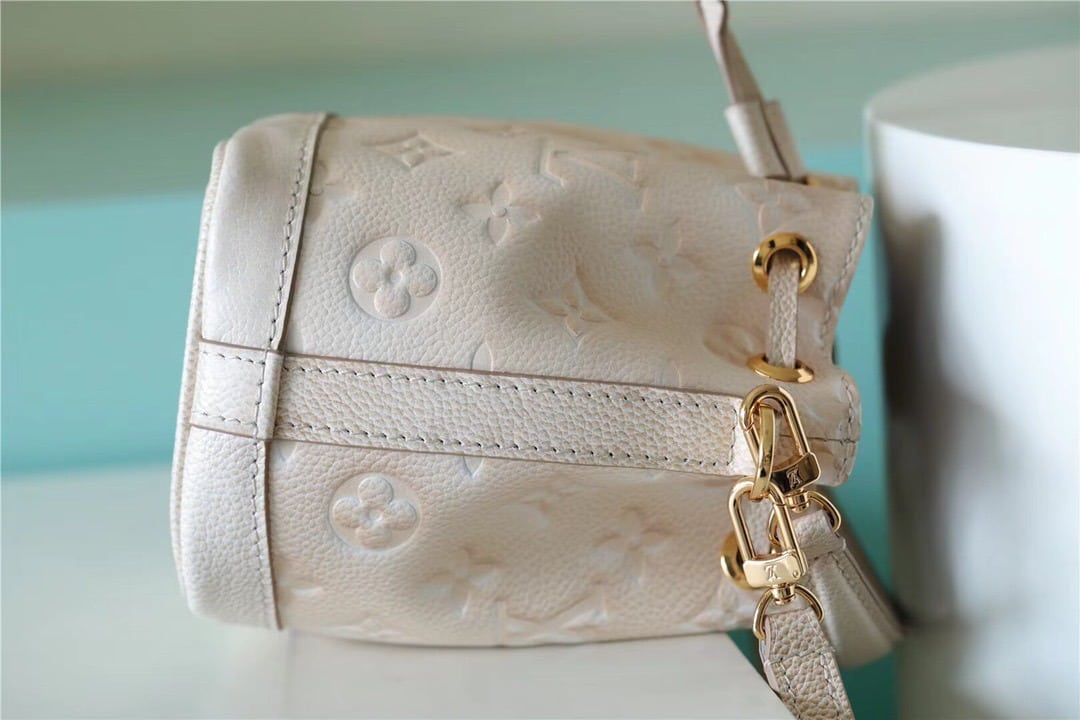 1:1 Replica Louis Vuitton LV Nano Noe Monogram Empreinte Light Beige Luxury Bag For Women M81463 - 6.3in/16cm - Image 9