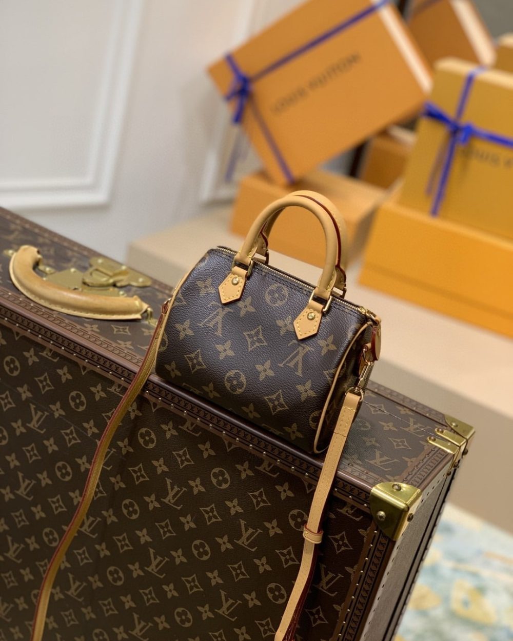 1:1 Replica Louis Vuitton LV Nano Speedy Monogram Canvas Luxury Bag For Women M81085 - 6.3in/16cm