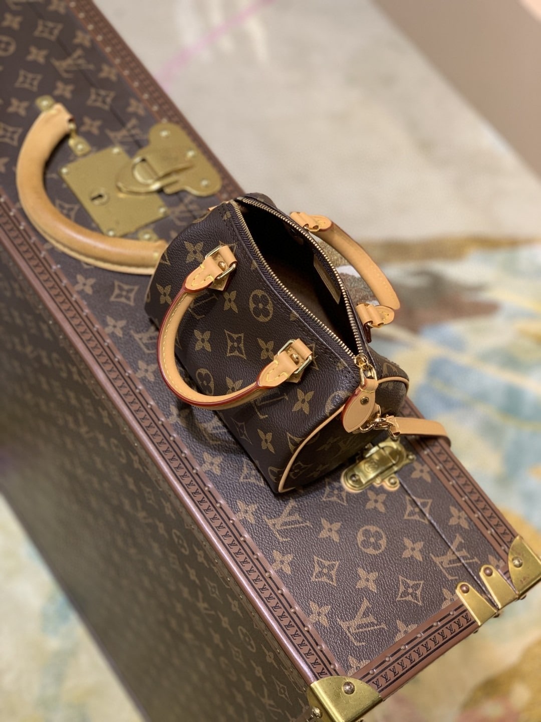 1:1 Replica Louis Vuitton LV Nano Speedy Monogram Canvas Luxury Bag For Women M81085 - 6.3in/16cm - Image 6