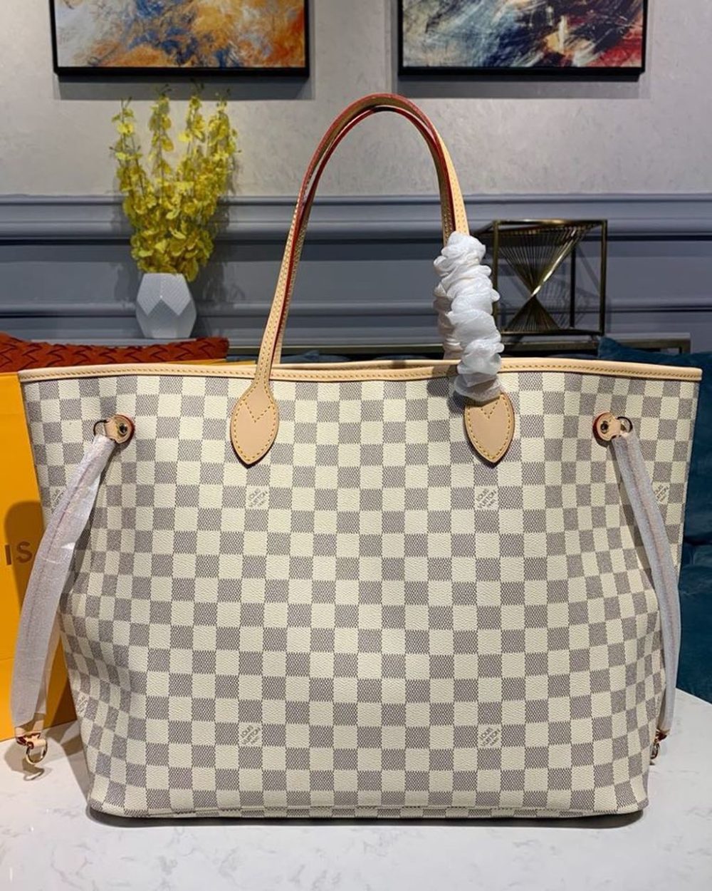 1:1 Replica Louis Vuitton LV Neverfull GM Damier Azur Canvas Luxury Bag For Women N41360 - 15.4in/39cm