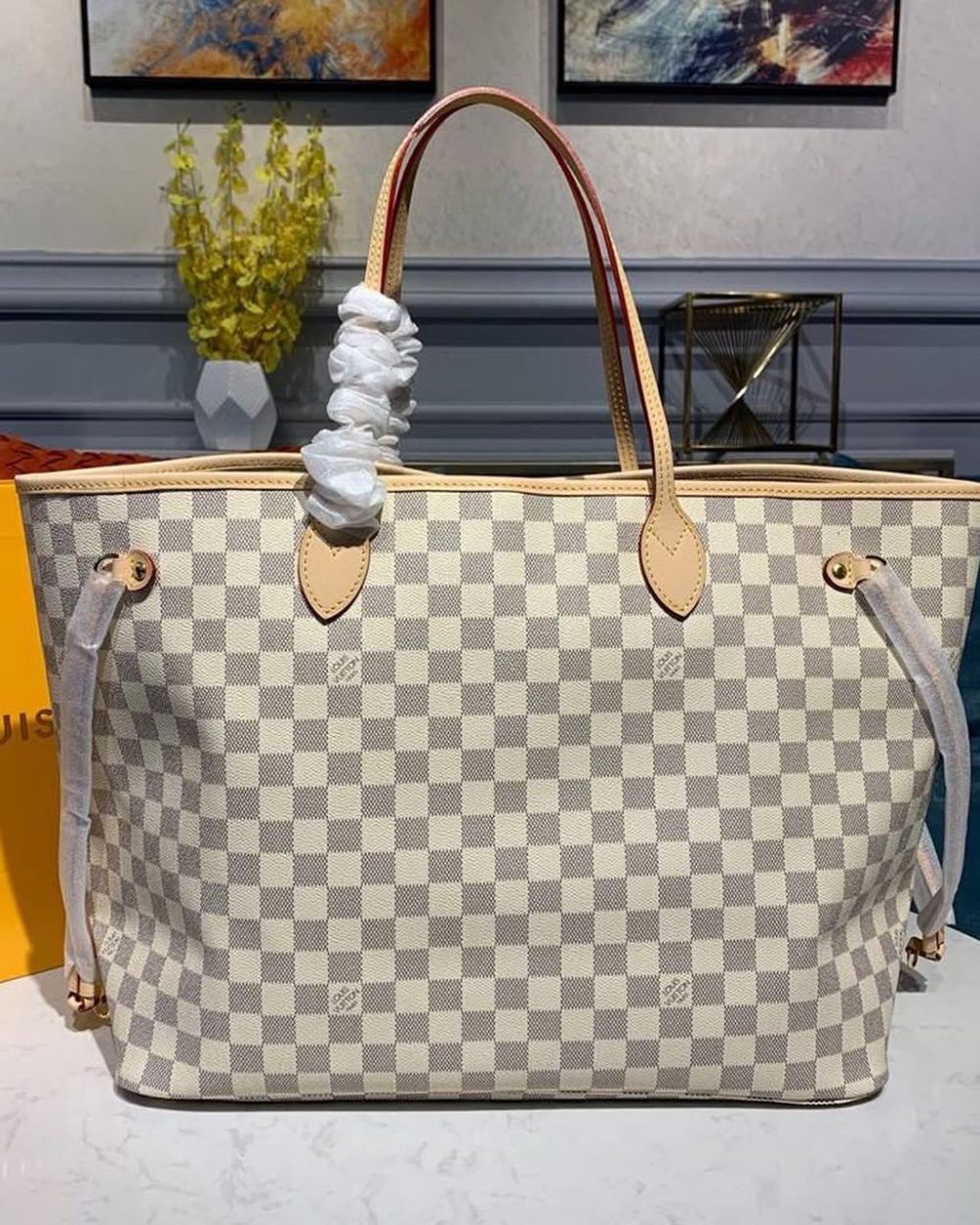 1:1 Replica Louis Vuitton LV Neverfull GM Damier Azur Canvas Luxury Bag For Women N41360 - 15.4in/39cm