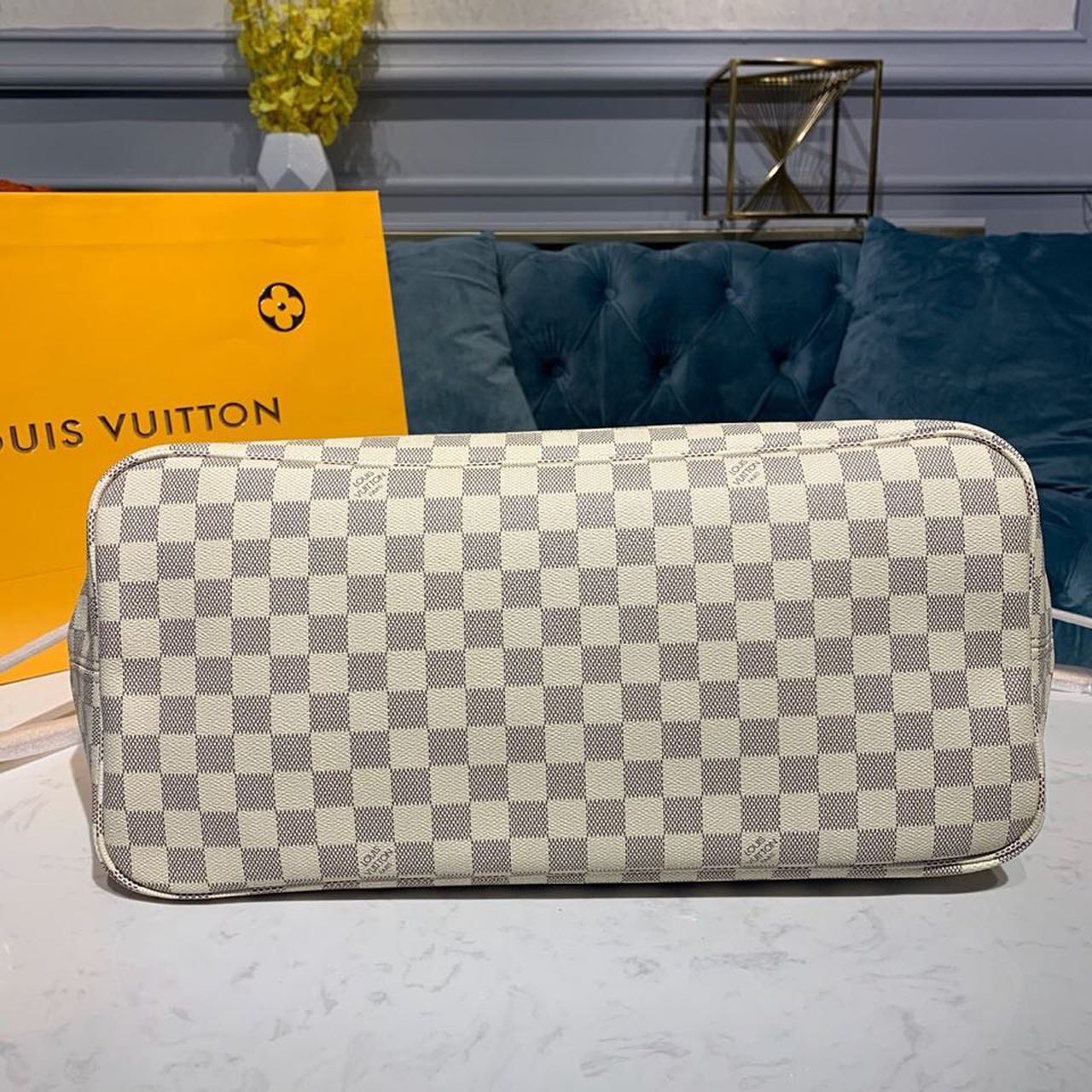 1:1 Replica Louis Vuitton LV Neverfull GM Damier Azur Canvas Luxury Bag For Women N41360 - 15.4in/39cm - Image 5