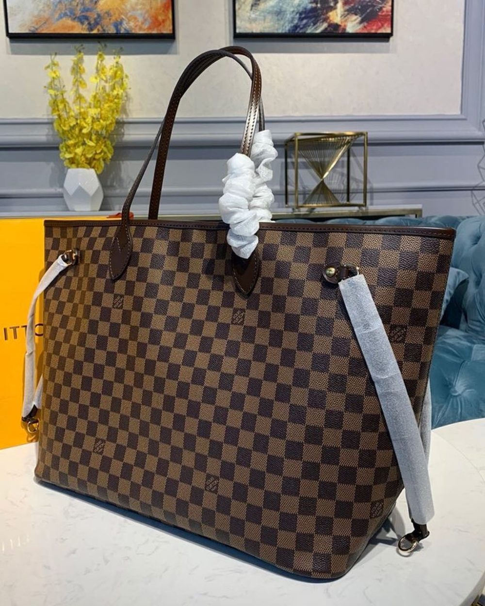 1:1 Replica Louis Vuitton LV Neverfull GM Damier Ebene Canvas Luxury Bag For Women N41357 - 15.7in/40cm