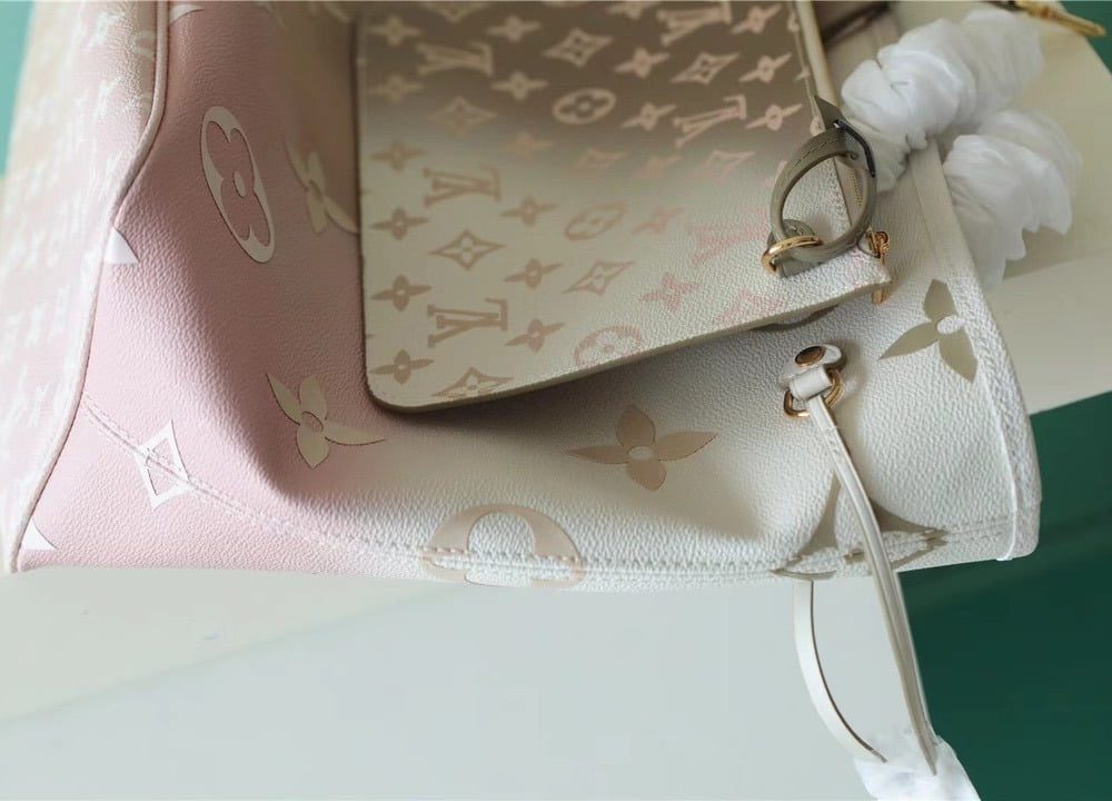 1:1 Replica Louis Vuitton LV Neverfull MM Monogram Canvas Sunset Khaki Luxury Bag For Women M59859 - 12.2in/31cm