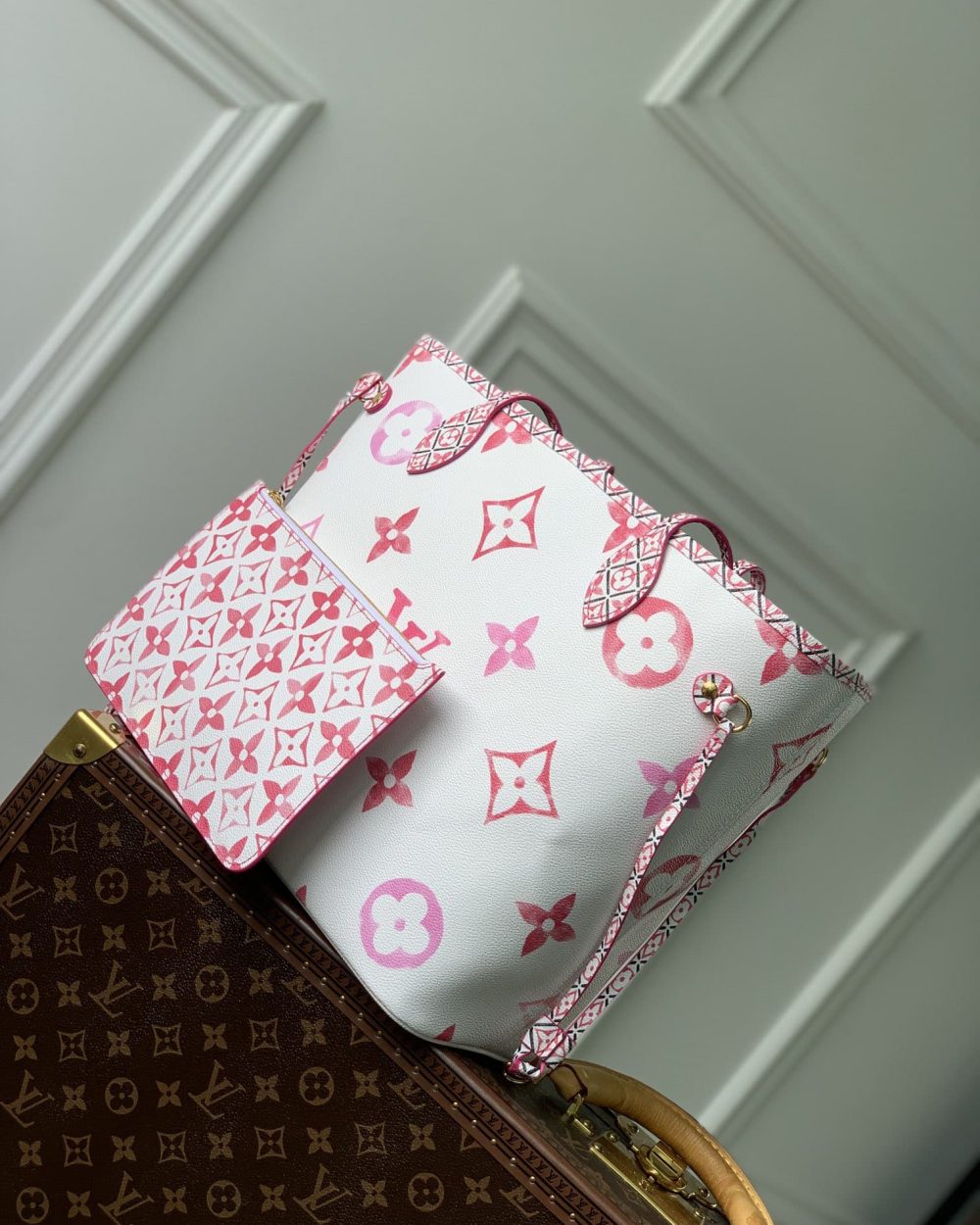 1:1 Replica Louis Vuitton LV Neverfull MM Other Monogram Canvas Pink Luxury Bag For Women M22980 - 31cm/ 12.2in