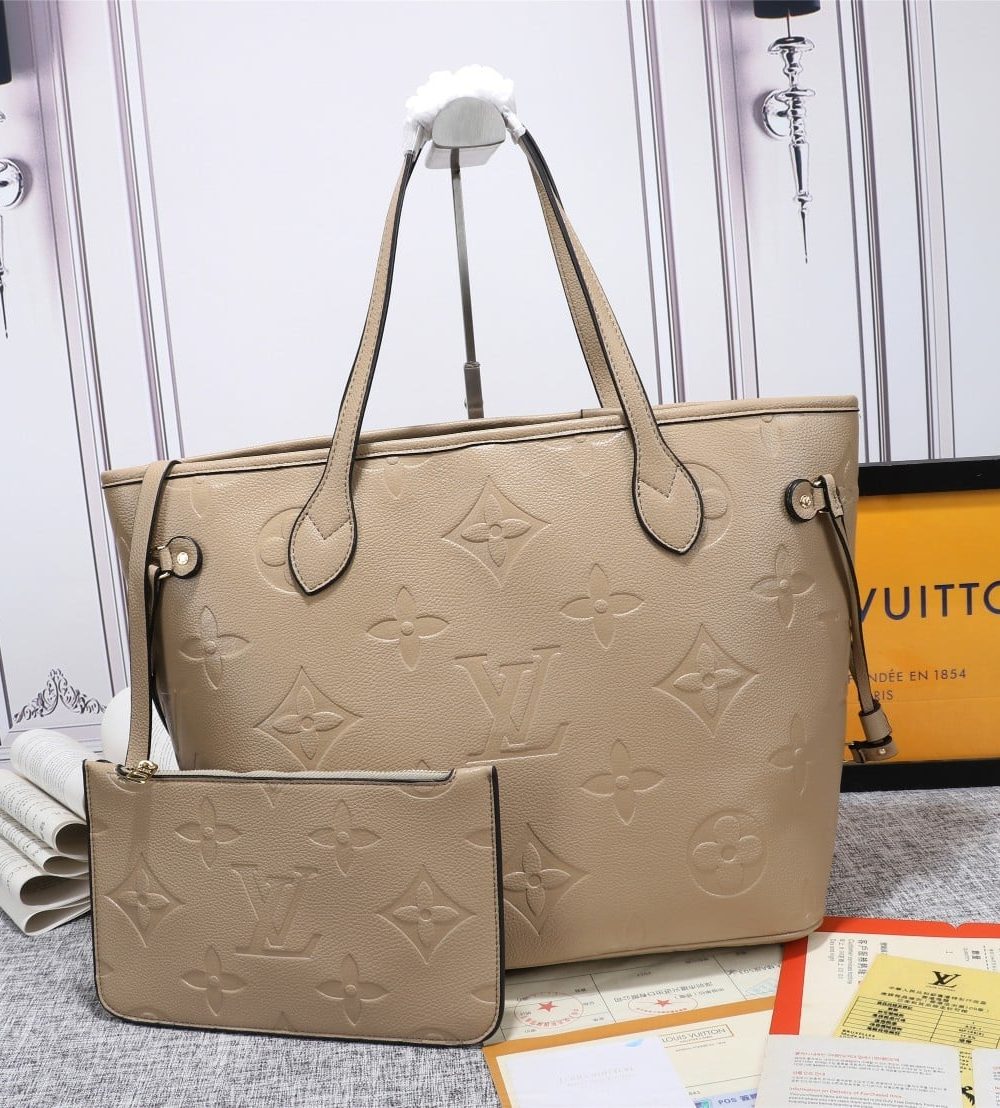 1:1 Replica Louis Vuitton LV Neverfull MM Monogram Empreinte Leather Luxury Bag For Women M45686 - 12.2in/31cm