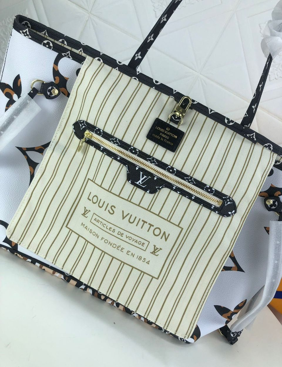1:1 Replica Louis Vuitton LV Neverfull MM Monogram Jungle Canvas Luxury Bag For Women M44716 - 12.2in/31cm