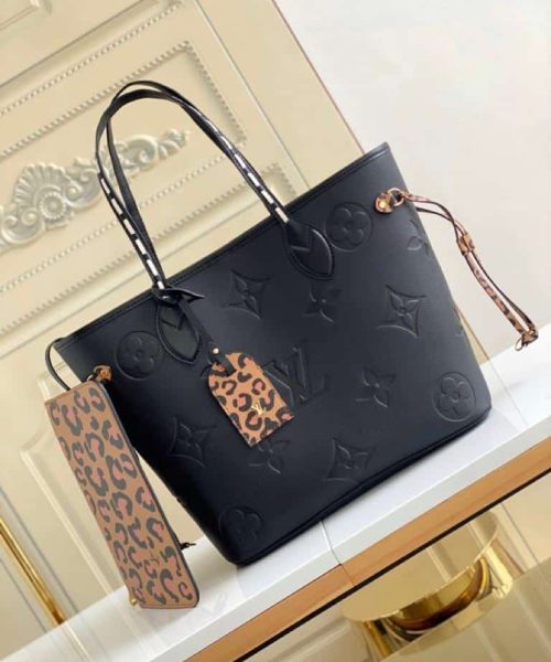 1:1 Replica Louis Vuitton LV Neverfull MM Wild At Heart Monogram Empreinte Leather Luxury Bag For Women M45856 - 12.2in/31cm