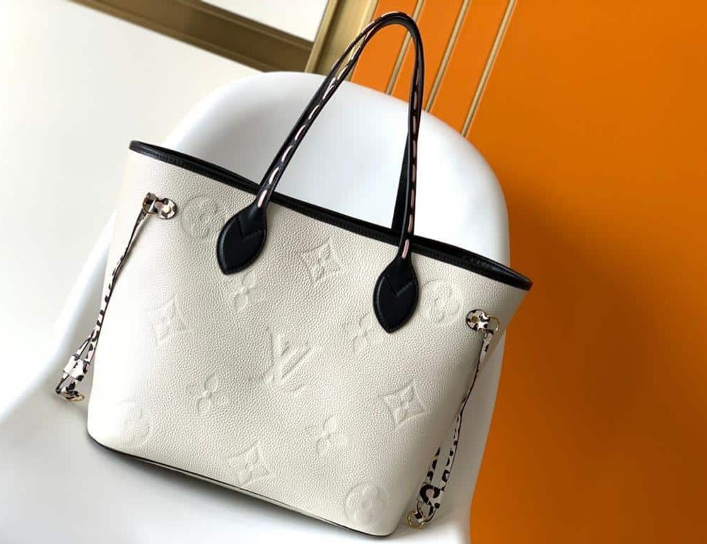 1:1 Replica Louis Vuitton LV Neverfull MM Wild At Heart Monogram Empreinte Leather Luxury Bag For Women M58525 - 12.2in/31cm
