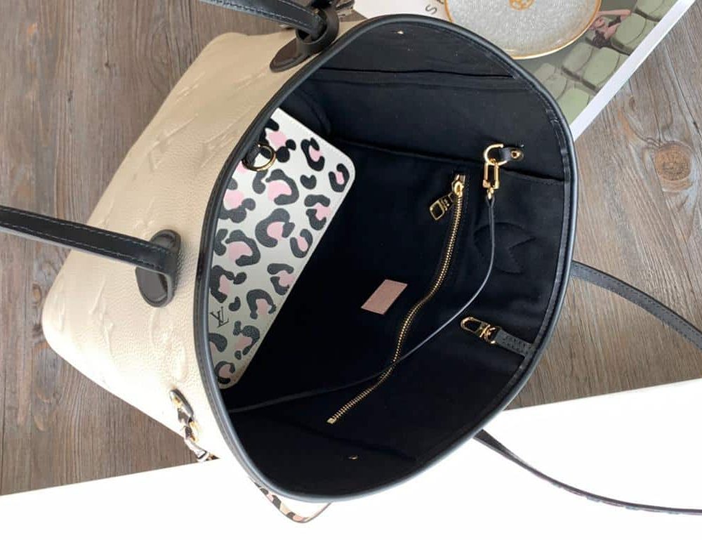 1:1 Replica Louis Vuitton LV Neverfull MM Wild At Heart Monogram Empreinte Leather Luxury Bag For Women M58525 - 12.2in/31cm