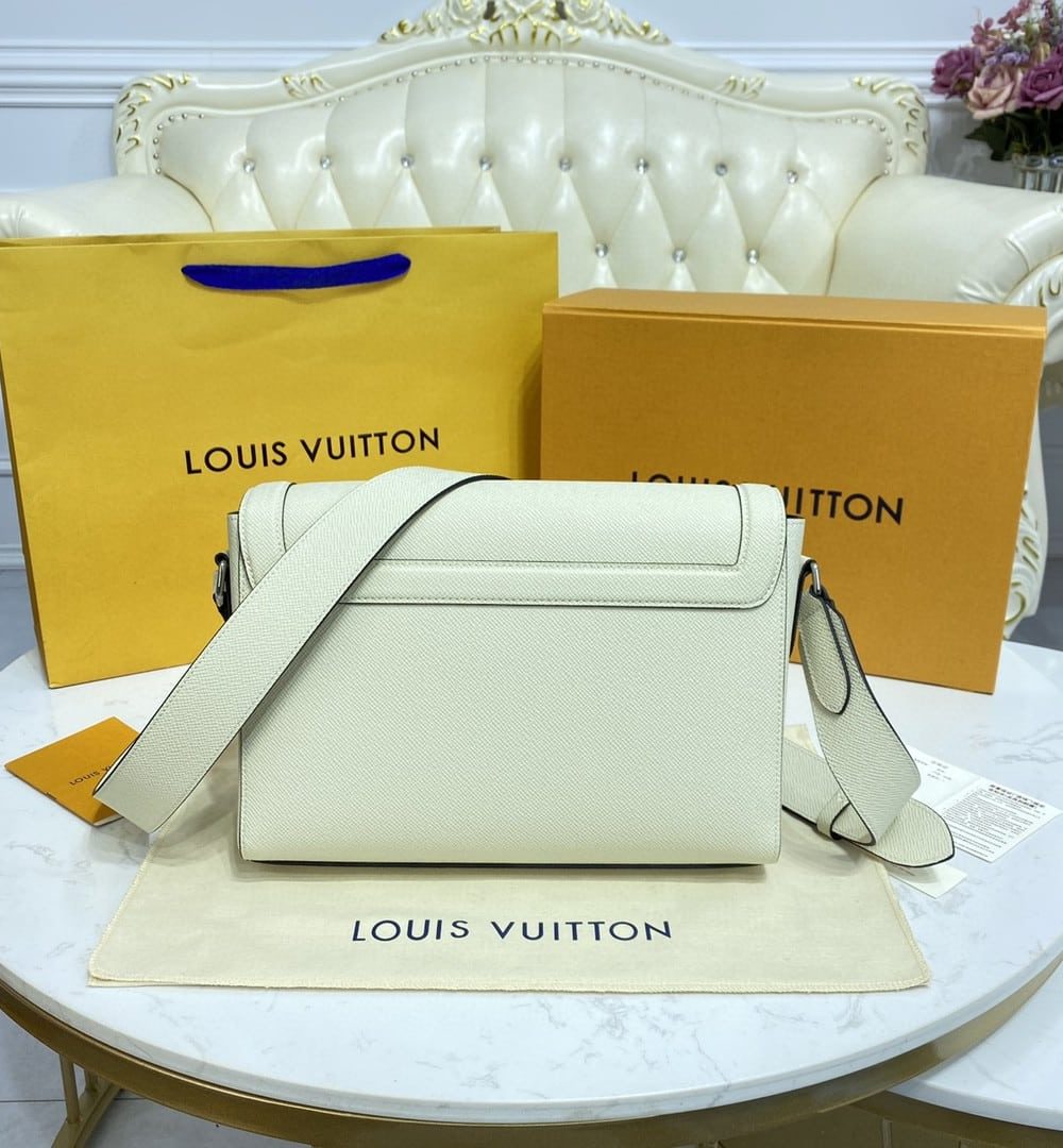 1:1 Replica Louis Vuitton LV New Flap Messenger Taiga White Unique Bag For Men - 11.1in/28.3cm
