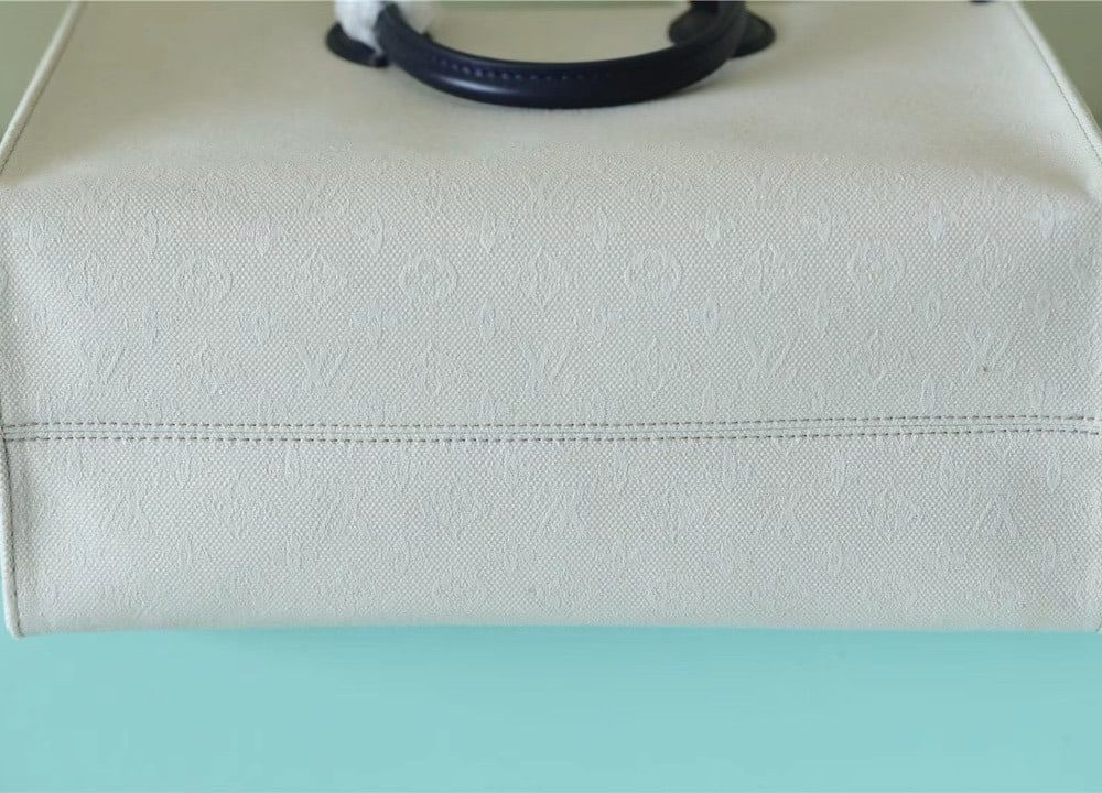 1:1 Replica Louis Vuitton LV Onthego MM Monogram Giant And Raffia White/ Black Luxury Bag For Women - 35cm/13.8in