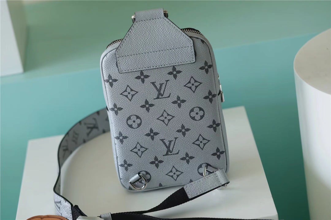 1:1 Replica Louis Vuitton LV Outdoor Sling Bag Taigarama Gunmetal Gray Unique Bag For Men - 8.3in/21cm - Image 9