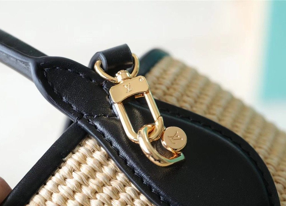 1:1 Replica Louis Vuitton LV Petit Bucket Raffia Black Luxury Bag For Women M59961 - 9.4in/24cm