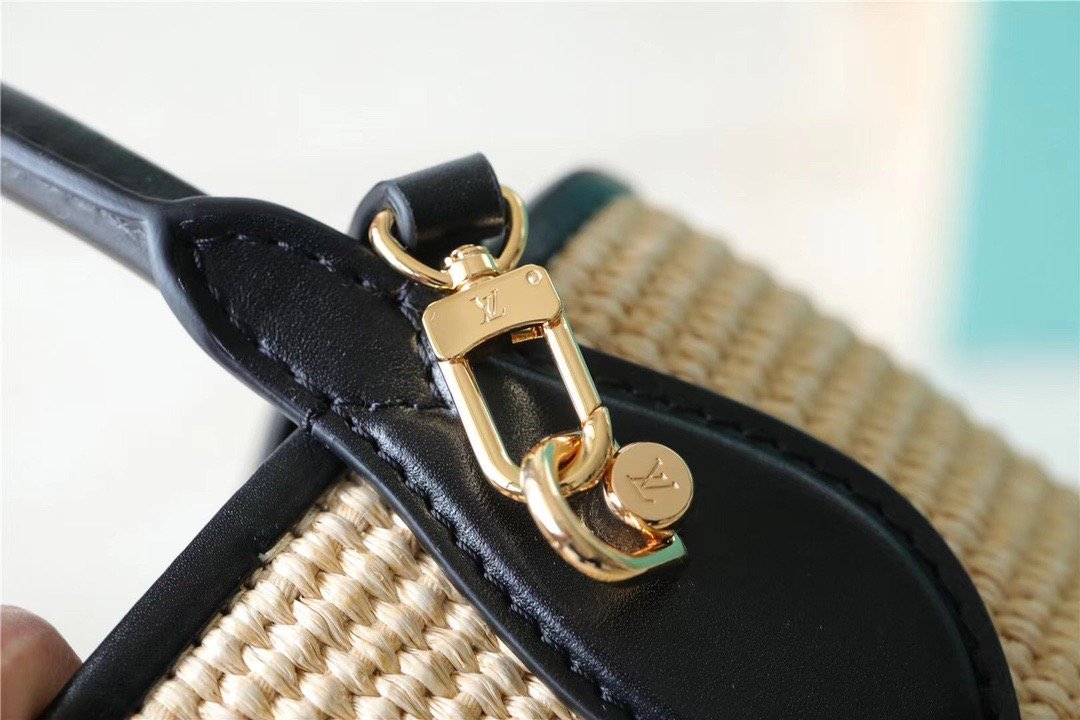 1:1 Replica Louis Vuitton LV Petit Bucket Raffia Black Luxury Bag For Women M59961 - 9.4in/24cm - Image 3
