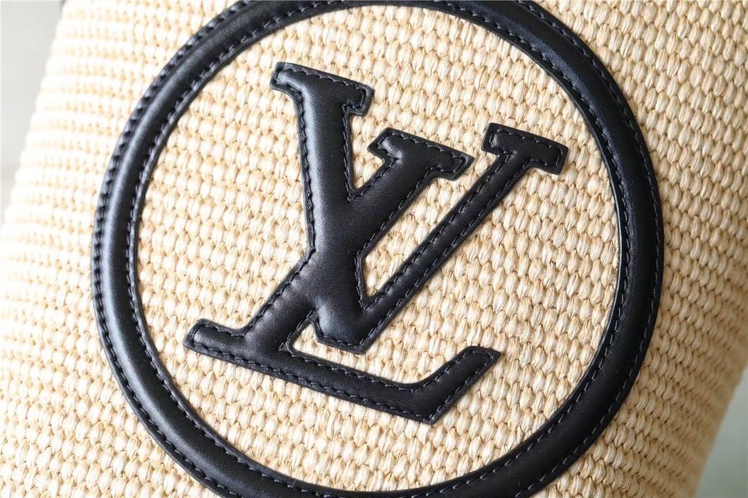 1:1 Replica Louis Vuitton LV Petit Bucket Raffia Black Luxury Bag For Women M59961 - 9.4in/24cm - Image 5