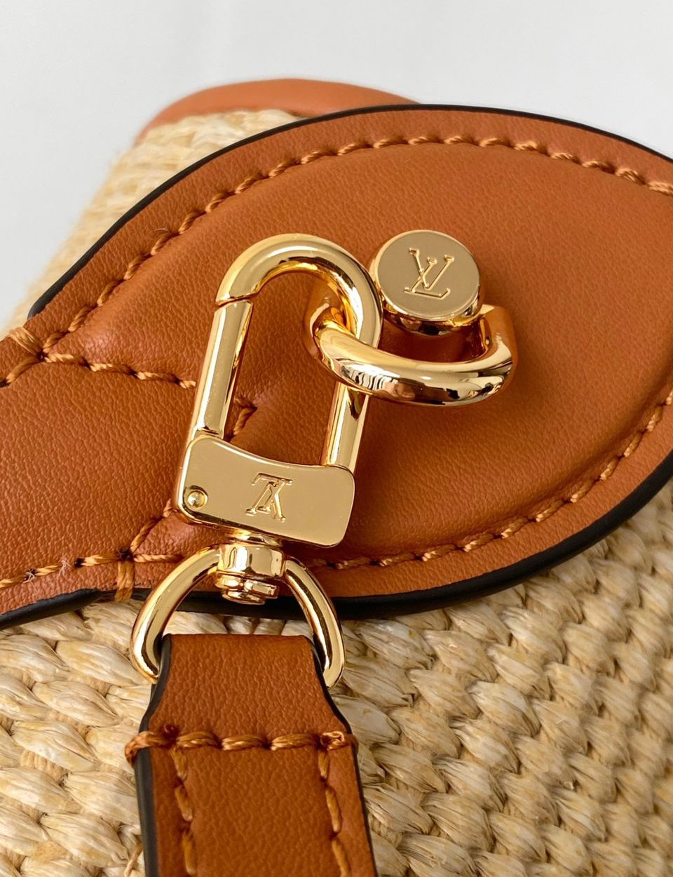 1:1 Replica Louis Vuitton LV Petit Bucket Raffia Caramel Brown Luxury Bag For Women M59961 - 9.4in/24cm