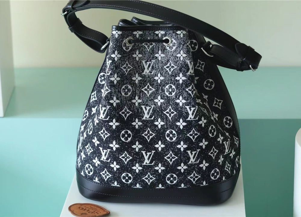 1:1 Replica Louis Vuitton LV Petit Noe Monogram Jacquard Denim Black Luxury Bag For Women - 11.2in/28.5cm