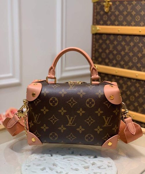 1:1 Replica Louis Vuitton LV Petite Malle Souple Monogram Canvas Pink Luxury Bag For Women M45531 -  7.9in/20cm