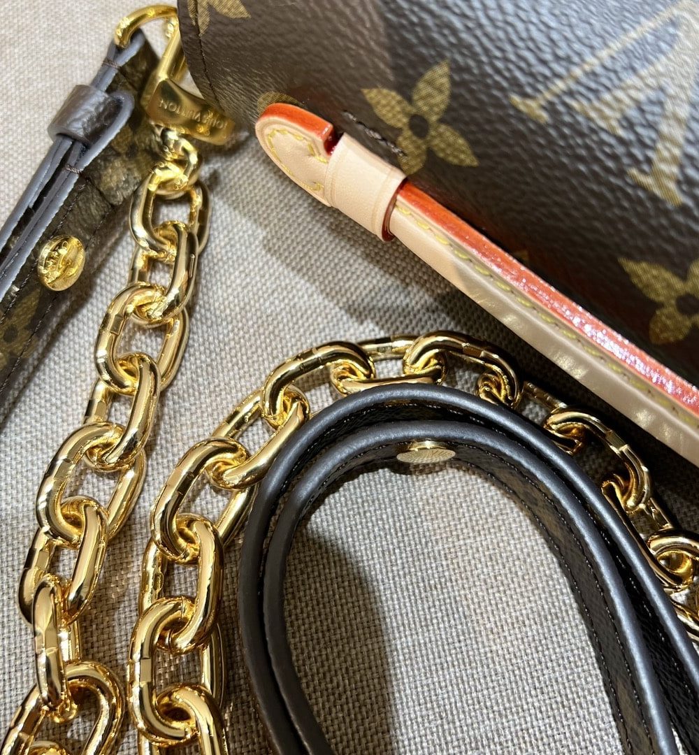 1:1 Replica Louis Vuitton LV Pochette Métis East West Brown Essential Bag For Women M46279‎ 8.5in/21.5cm