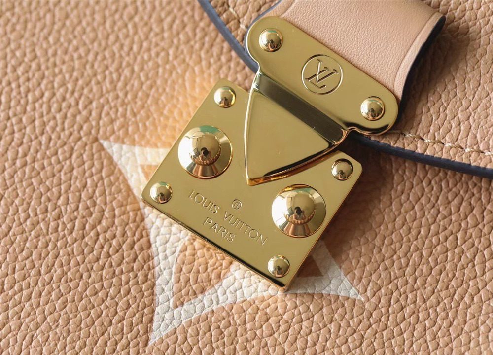 1:1 Replica Louis Vuitton LV Pochette Metis Monogram Empreinte Arizona Brown / Creme Beige Luxury Bag For Women M46018 - 9.8n/25cm