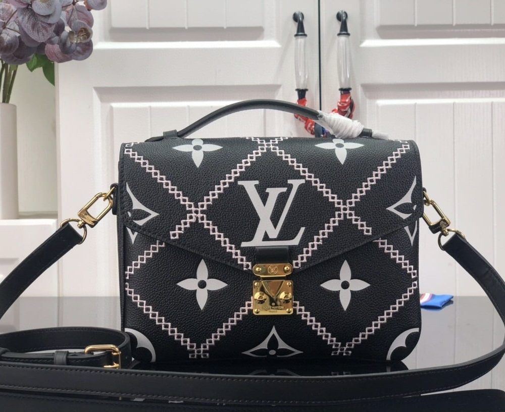 1:1 Replica Louis Vuitton LV Pochette Metis Monogram Empreinte Black Luxury Bag For Women M46028 - 9.8in/25cm