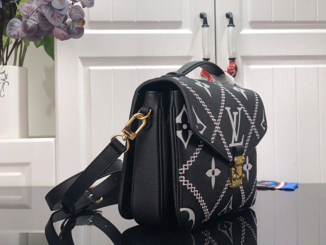 1:1 Replica Louis Vuitton LV Pochette Metis Monogram Empreinte Black Luxury Bag For Women M46028 - 9.8in/25cm - Image 9