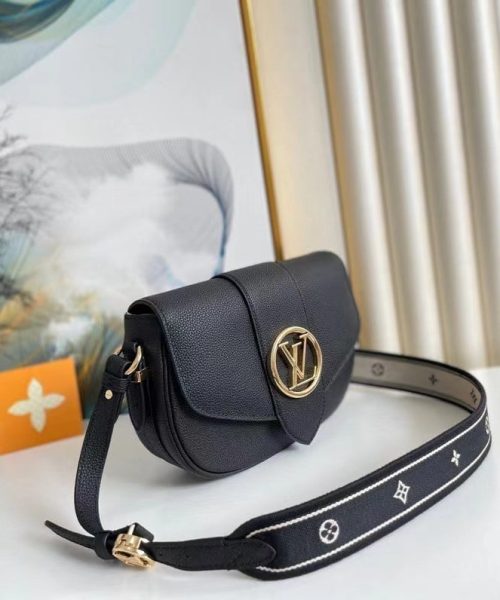 1:1 Replica Louis Vuitton LV Pont 9 Soft PM Black Luxury Bag For Women M58727 8.3 in/21cm