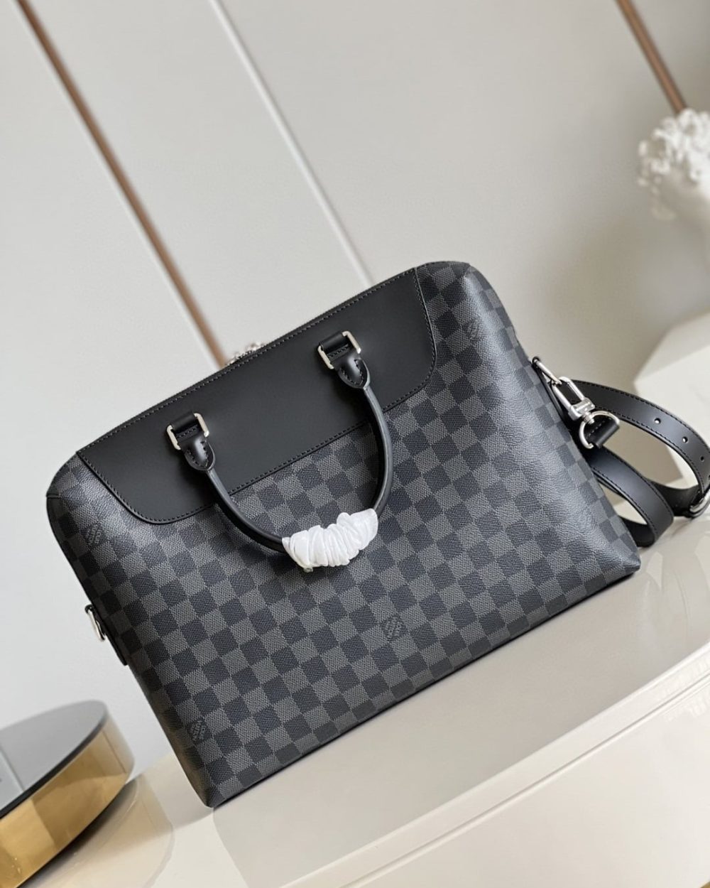 1:1 Replica Louis Vuitton LV Porte-Documents Jour Damier Graphite Canvas Unique Bag For Men N48260 - 14.6in/37cm