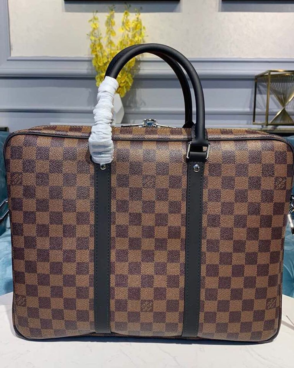 1:1 Replica Louis Vuitton LV Porte-Documents Voyage PM Damier Ebene Canvas Luxury Bag For Women N41466 - 14.6in/37cm