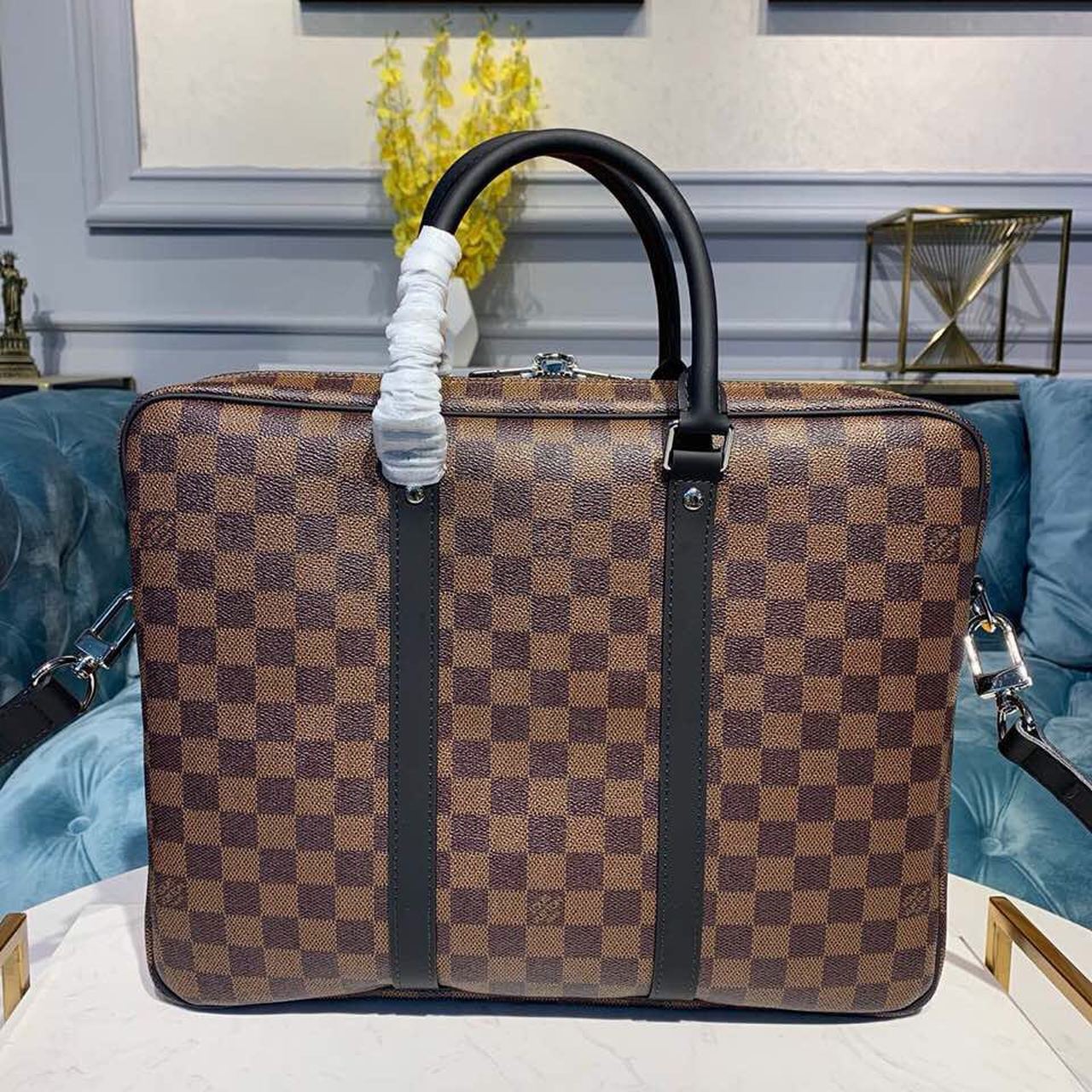1:1 Replica Louis Vuitton LV Porte-Documents Voyage PM Damier Ebene Canvas Luxury Bag For Women N41466 - 14.6in/37cm - Image 4