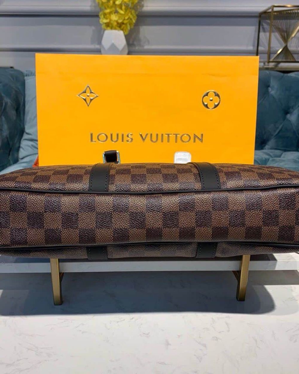 1:1 Replica Louis Vuitton LV Porte-Documents Voyage PM Damier Ebene Canvas Luxury Bag For Women N41466 - 14.6in/37cm